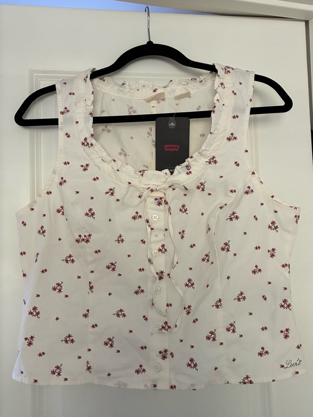 Levi's White Sleeveless Floral Tie-Front Camisole